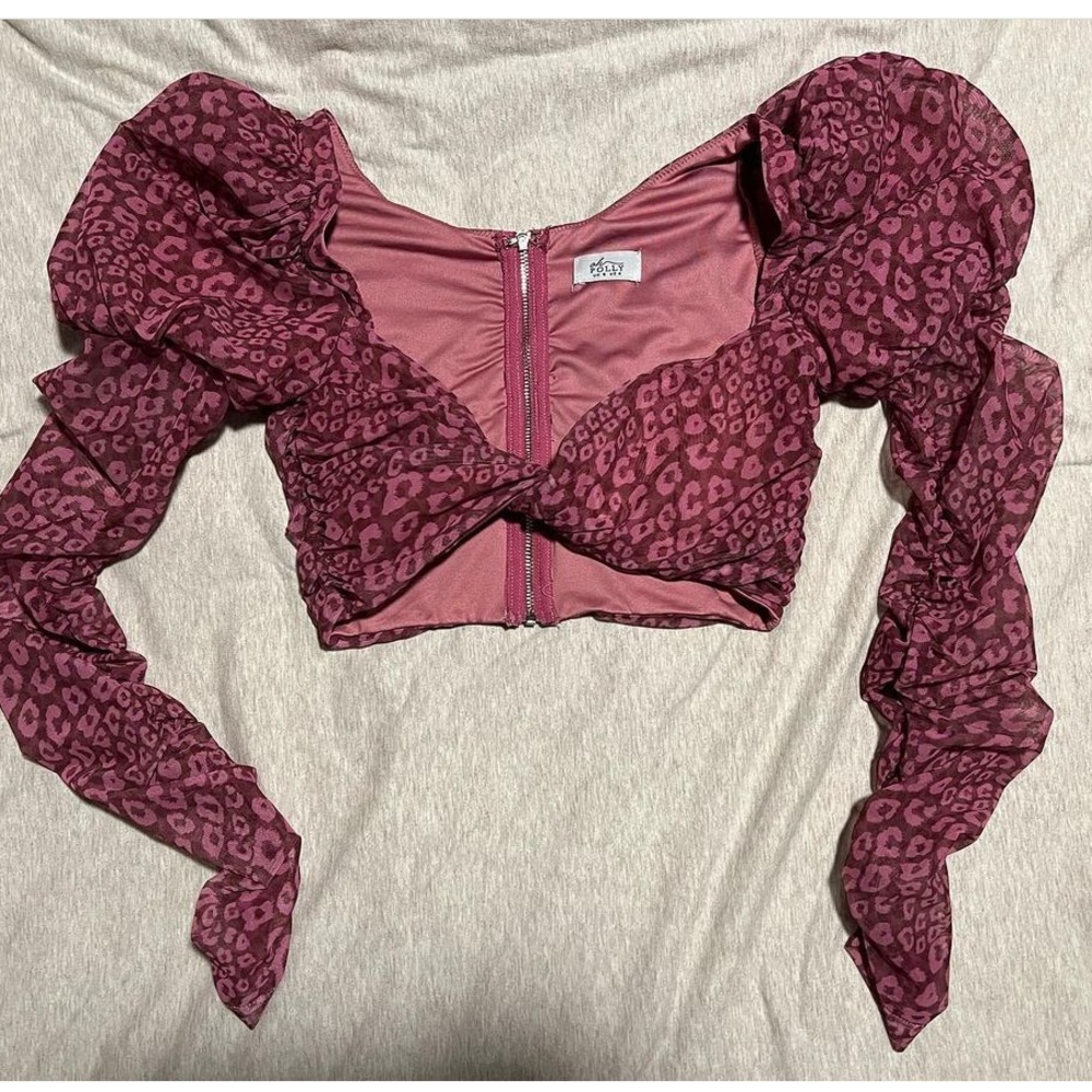 Oh Polly purple cheetah crop top (long sleeve)